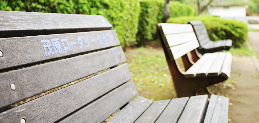 茂原公園に寄贈したベンチの写真です。